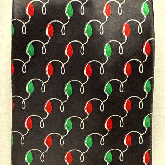 Holidays Christmas Neck Tie 100% Silk Old Style Tree Lights 60” X 4 - Picture 2 of 5